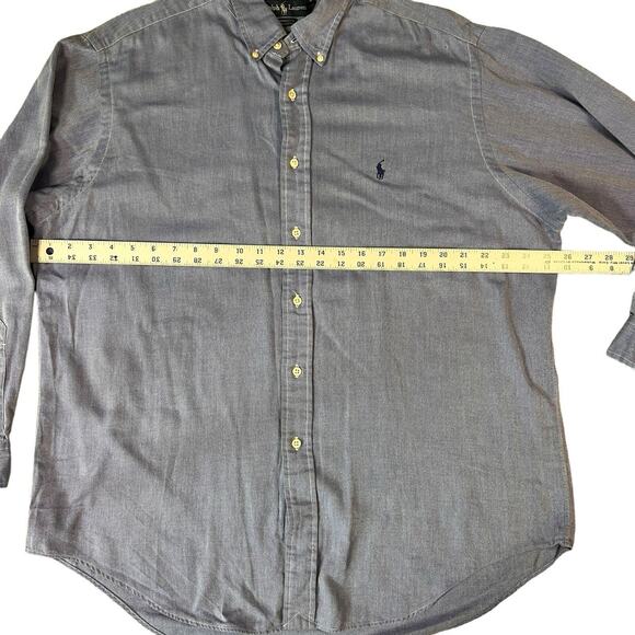 Ralph Lauren Blue Long Sleeve Button Down Cotton Chambray Size Large 16 1/2-34 - Picture 4 of 5